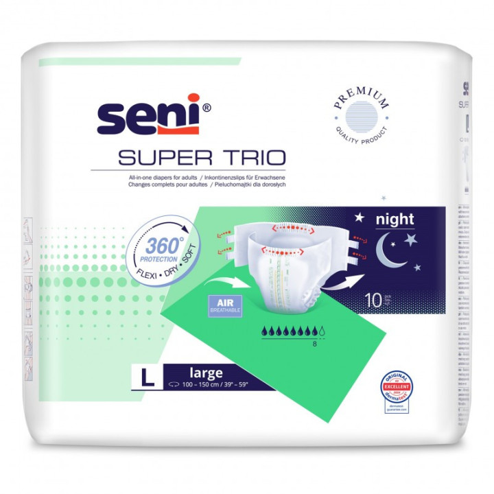 Seni Super Trio – Chłonne Pieluchomajtki Oddychające na Rzepy