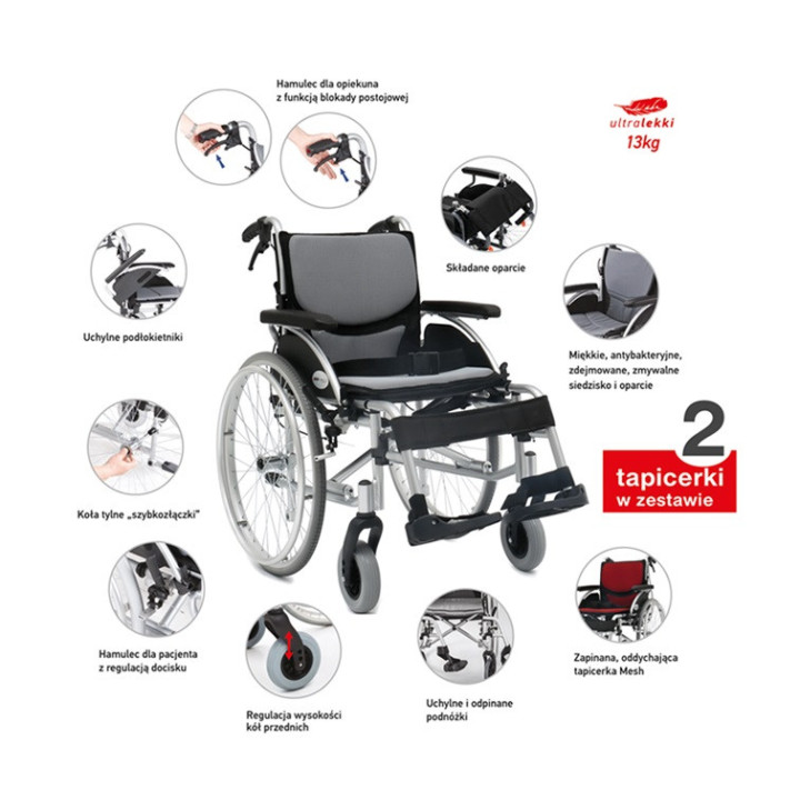 Armedical ERGONOMIC Wózek Inwalidzki Aluminiowy | Ultra-lekki
