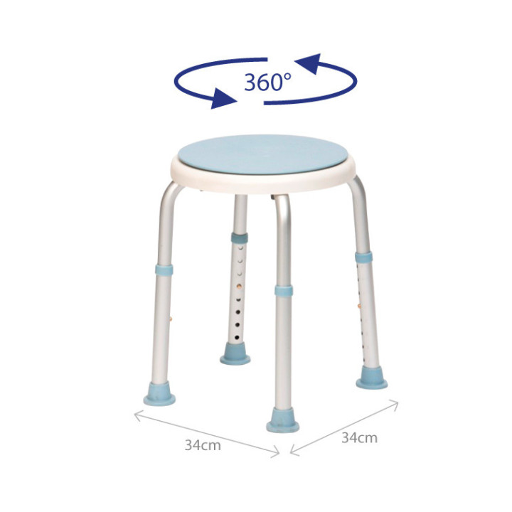 Armedical Taboret Prysznicowy Obrotowy 360° | Aluminiowy & Regulowany
