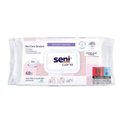 Seni Care Sensitive Chusteczki Nawilżane XXL (68 szt.) | Bezzapachowe